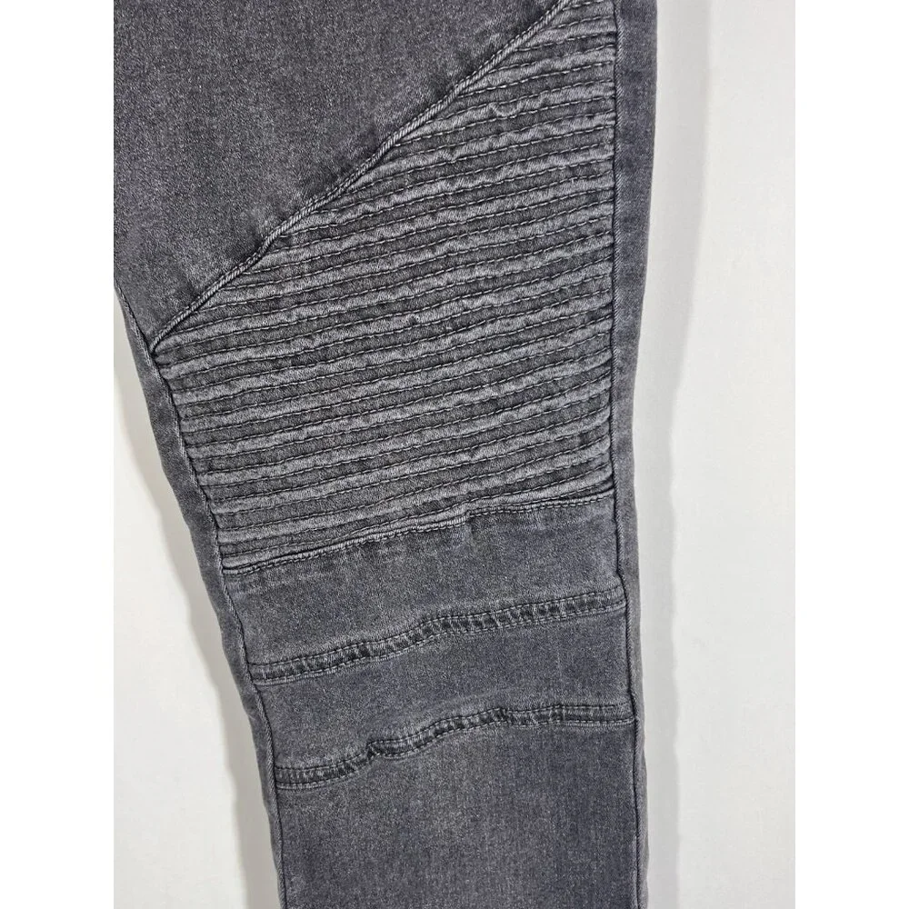 Flamingo Zip Ankle Gray Denim Jeans Womens‎ size Large pullon with elastic waist
